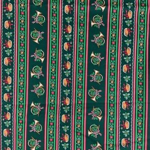 Vintage Wamsutta Hallmark green holiday geese French horn cotton fabric